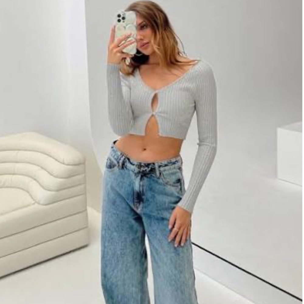NWT Princess Polly Lolida Grey Cropped Cardigan